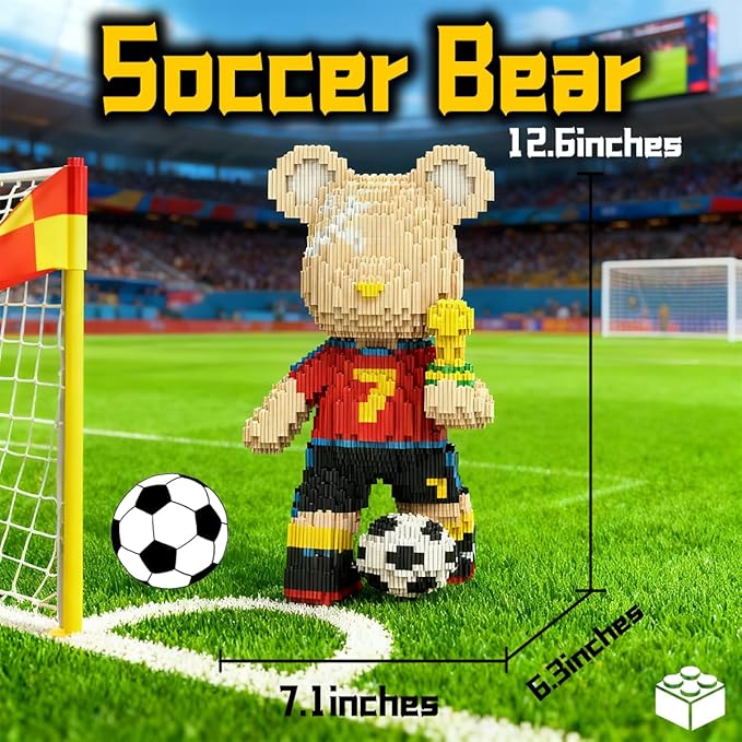 Teddy Soccer World Cup Bear Micro Building Blocks Set(4500Pieces) Football Bear Building Blocks Gift for Adult 2026