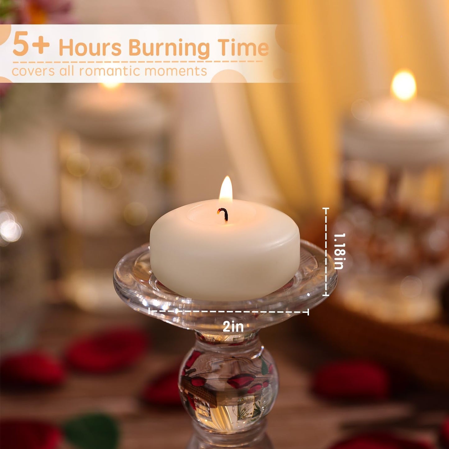 GINITIRI 36 Pack Floating Candles,2 inch Ivory Unscented Dripless Floating Candle for Centerpieces,5-6H Burning 2" Water Candles Bulk for Cylinder Vases,Weddings,Christmas Party,and Holiday