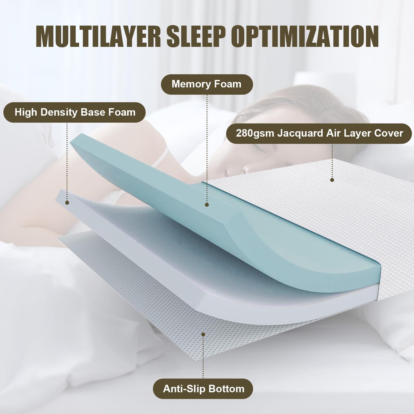 Kawcono 4 inch Queen Sofa Mattress with Removable Washable Cover,Replace Pull Out Queen Sleeper Sofa Mattress for RVs,Daybeds,Boats&Guest Rooms,58x72x4 inch