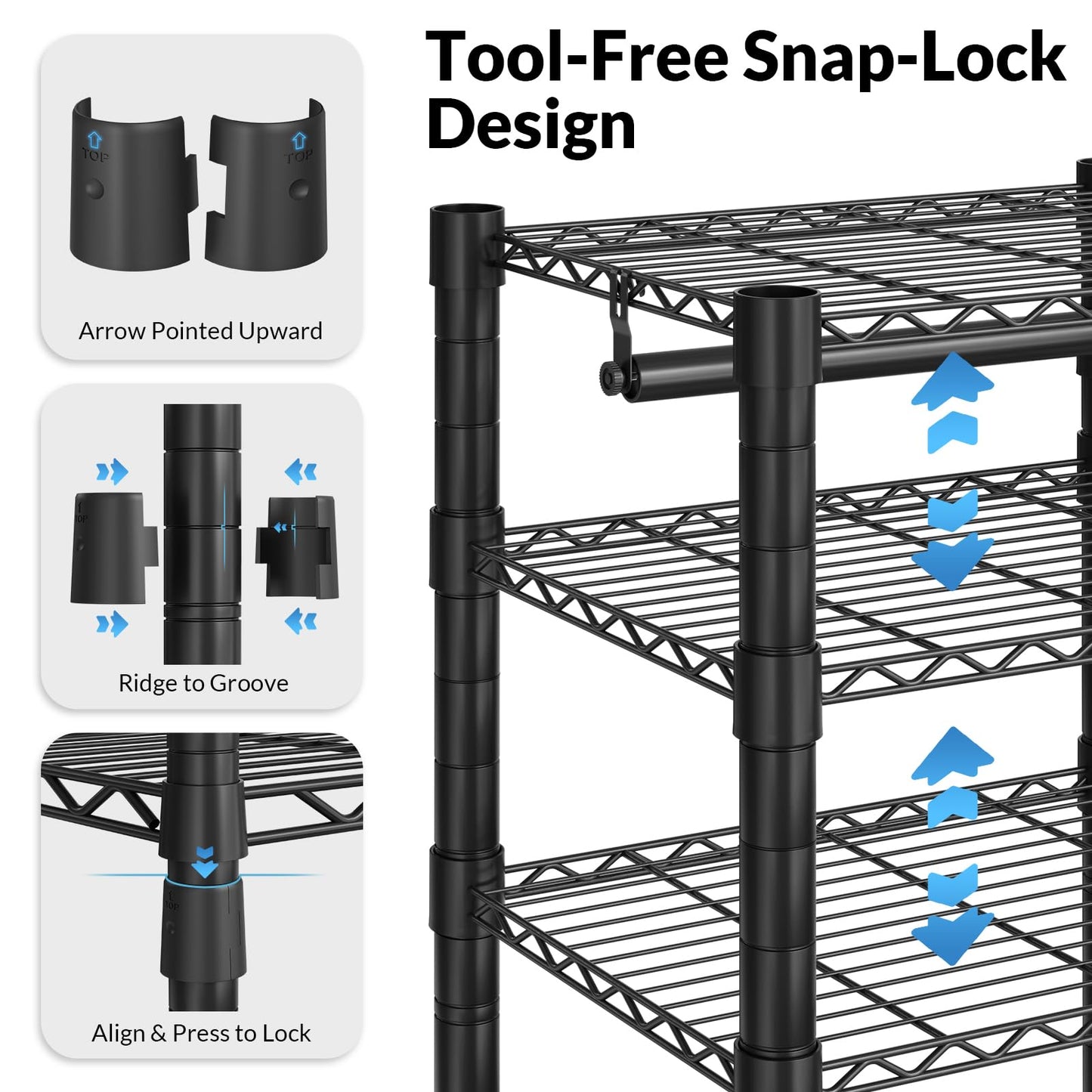 UILNHK Heavy Duty Clothes Rack, Metal Garment Rack 59" W x 15.8" D x 76" H with Hooks, Freestanding Clothing Racks for Hanging Clothes, Portable Closet Organizer 900LBS Max Load, Easy Assembly-Black