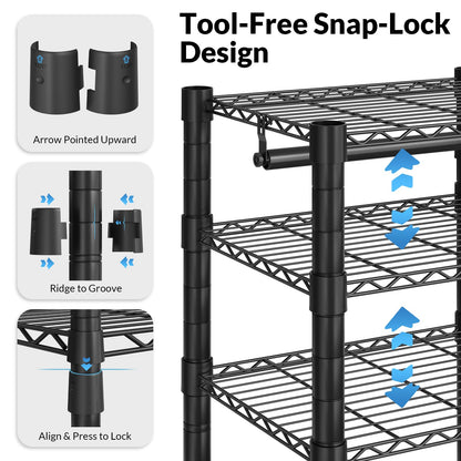 UILNHK Heavy Duty Clothes Rack, Metal Garment Rack 59" W x 15.8" D x 76" H with Hooks, Freestanding Clothing Racks for Hanging Clothes, Portable Closet Organizer 900LBS Max Load, Easy Assembly-Black
