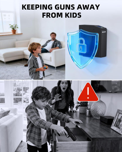 Biometric Gun Safe for Handgun Fingerprint 3 Ways Quick Access Slider Pistol Safe, Mounted Bedside Gun Lock Box for Nightstand, Bed, Desk, Wall, Dresser