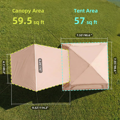 ShinHye Inflatable Tents for Camping - Blow up Tent with Awning and Pump, Easy Setup 4 Season Waterproof 420D Oxford Glamping Air Tents for Camping Adult 2/3/4 Person