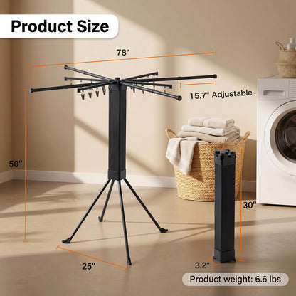 CHENKENI Foldable Clothes Drying Rack, Laundry Drying Rack Collapsible, Indoor Clothes Drying Rack, with 16 Clips Portable Clothes Drying Rack for Hanging Clothes, Indoor, Camping, Balcony, Outdoor