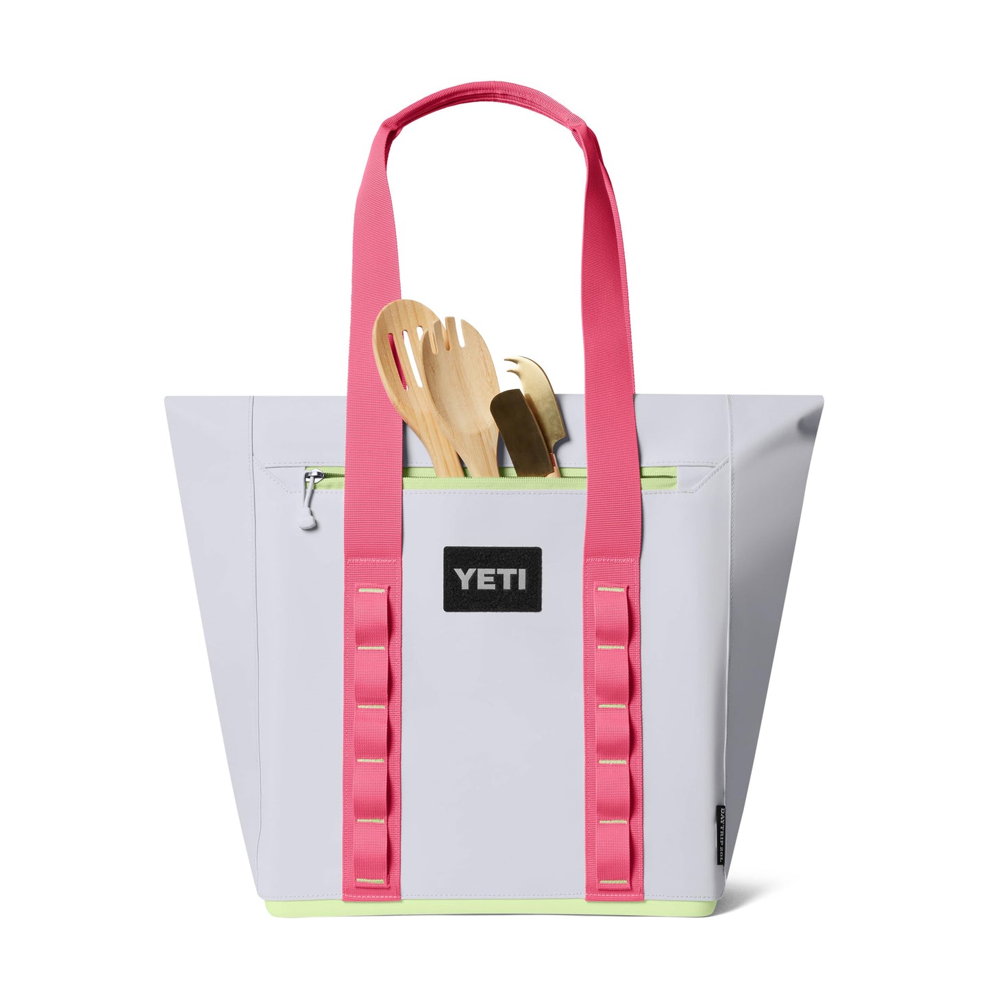 YETI Daytrip 20L Insulated Soft Cooler Tote Bag, ColdCell Flex Insulation, MagSnap Closure, External Pockets, Food Safe Lining, Mist/Pink/Grasshopper