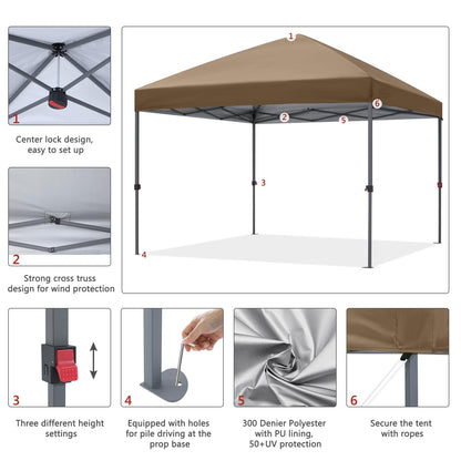 ABCCANOPY Outdoor Easy Pop up Canopy Tent 10x10 with 4 Sandbags, Khaki