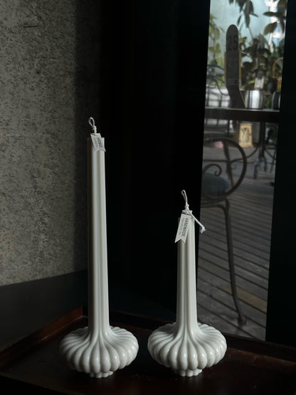 Hyznengu Pumpkin Base Candle - Set of 2 Handmade Pillar Scented Soy Wax Candles, Elegant Aesthetic Home Decor for Women, Housewarming Gift, Coffee Table, Shelf, or Bathroom Decorative Idea (Gray)