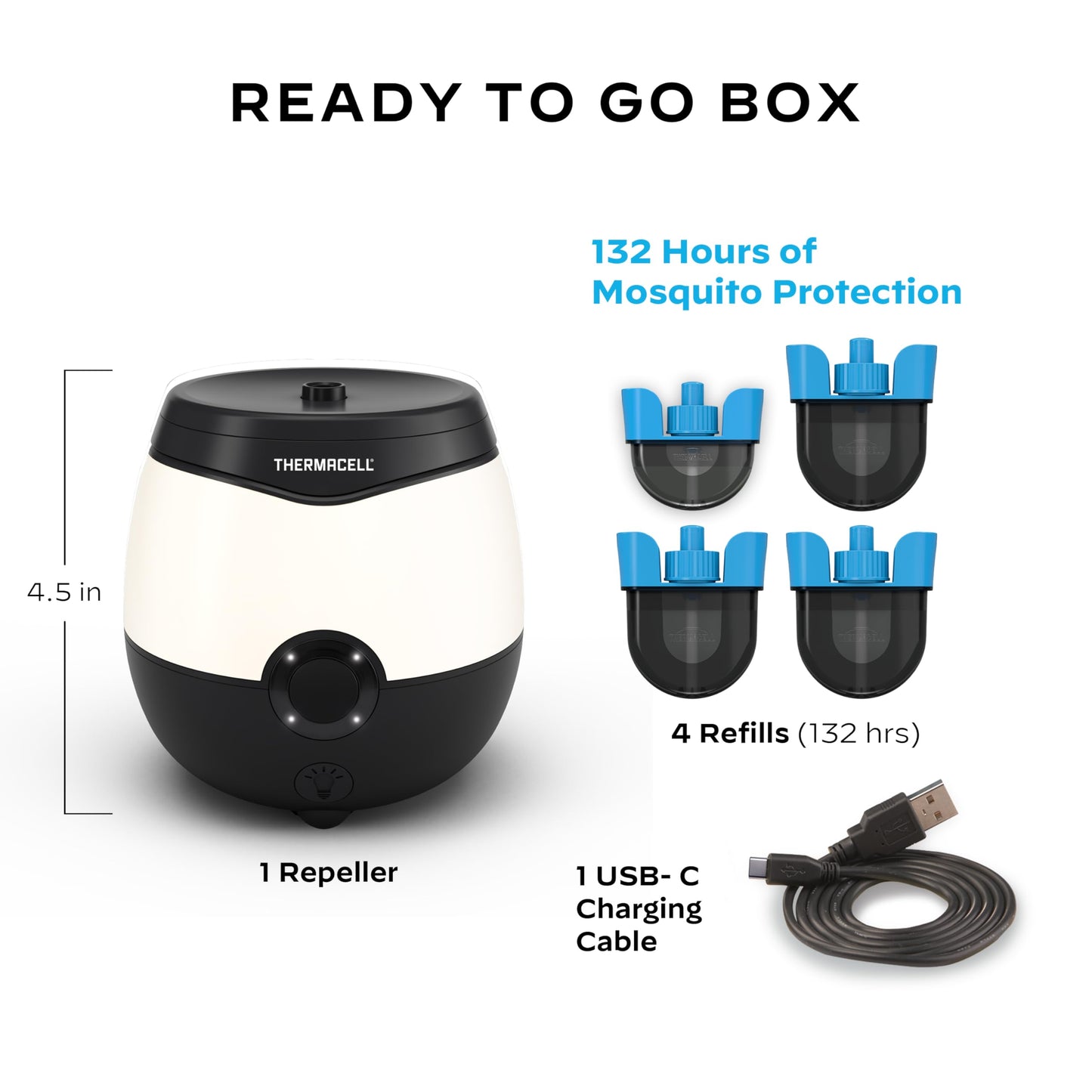 Thermacell E-Series Rechargeable Mosquito Repeller + 120-Hr Refill Bundle; 20’ Mosquito Protection Zone; 136 Hours of Protection; No Flame or Scent; Bug Spray and Bug Zapper Alternative