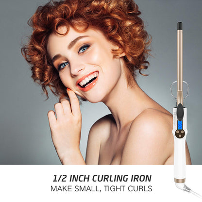 Hoson 1 Inch Curling Iron Professional Ceramic Tourmaline Coating Barrel Hair Curler, LCD Dispaly with 9 Heat Setting(225°F to 450°F for All Hair Types, Glove Include)