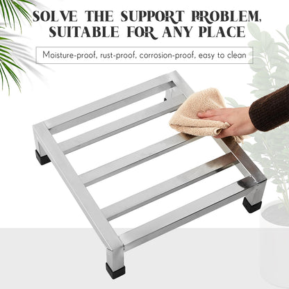 MorningRo 8 Pack Dunnage Rack 13.8" Long x 13.8" Wide, 3.9" Height Stainless Steel Shelf 2500+ Pound Capacity Commercial Food Floor Rack for Restaurants Kitchens Garages and Vehicles