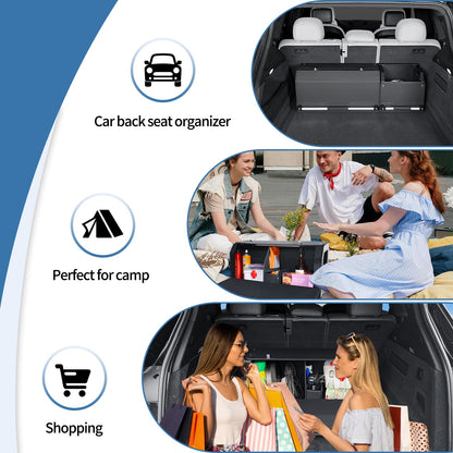 XCF Car Trunk Organizer, Collapsible Leather Car Trunk Storage Organizer with Lid and Sturdy Handle Car Organizer and Storage for SUV, Truck, Sedan (Black, 36.2 x 11.4 x 12.2in)