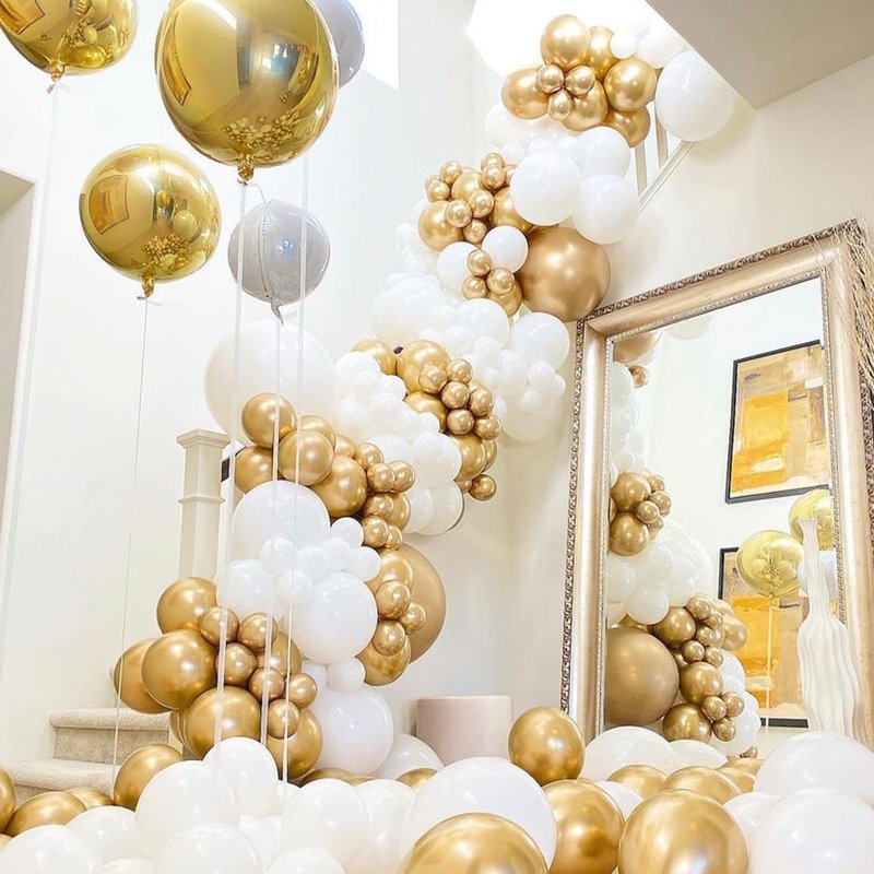 Awenztech Metallic Gold Balloons 12 inch, Chrome Gold Latex Balloons 50pcs Party Balloons for Graduation Engagement Wedding Birthday Party Decorations