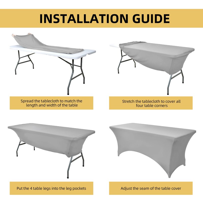 ZarzaaSik 109 2-Pack 4ft Spandex Table Covers for Rectangular Folding Tables - Wrinkle Resistant Stretch Tight Table Cloths - Ultimate Fitted Table Protector for Parties, Banquet, and Wedding