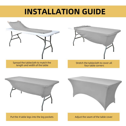 ZarzaaSik 109 2-Pack 4ft Spandex Table Covers for Rectangular Folding Tables - Wrinkle Resistant Stretch Tight Table Cloths - Ultimate Fitted Table Protector for Parties, Banquet, and Wedding