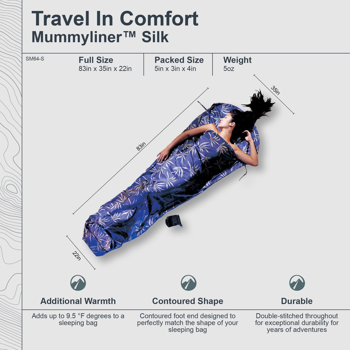 COCOON - Premium - Womens Silk MummyLiner - Leaves
