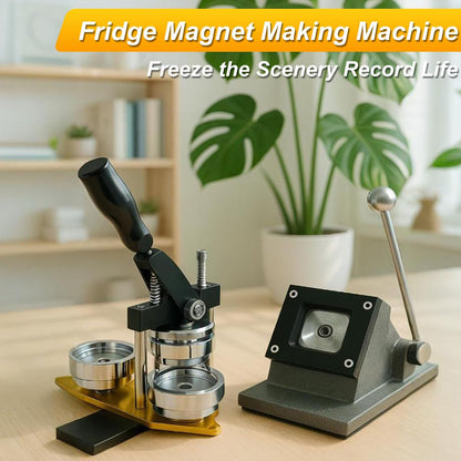 2x2 in Square Photo Fridge Magnet Maker Machine with Picture Cutter, DIY Custom Badge Maker, Includes 100 Sheets of Photo Paper+100 Sets of Consumables