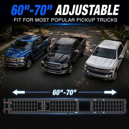 60"-70" Adjustable Truck Bed Divider for Full Size Truck, Cargo Divider for Pickup Truck Bed, MOLLE Panel, Fits Ford F150 Chevy Silverado Gmc Sierra Toyota Jeep Powder Coated Carbon Steel No Drilling