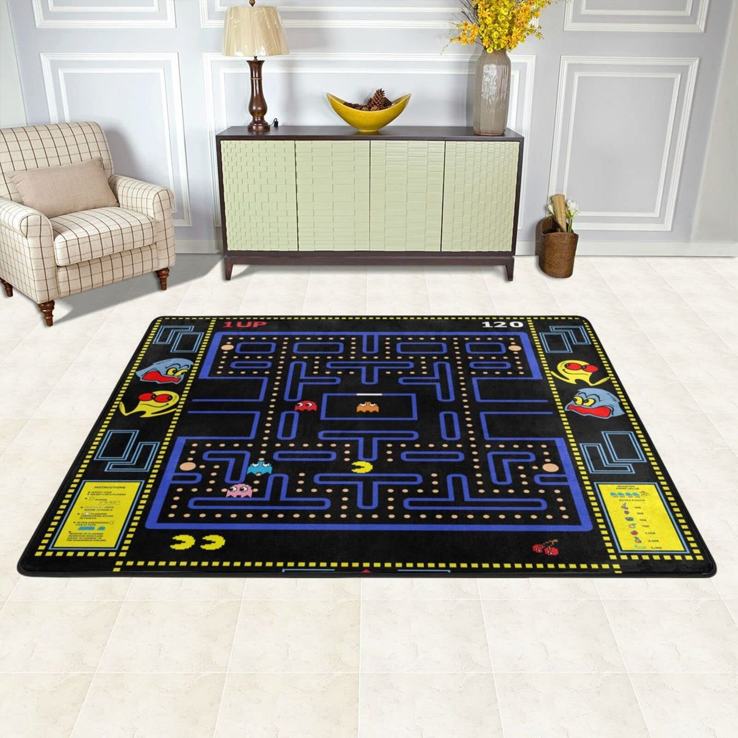 Classic Arcade Games Rug Retro 90s Arcade Theater Style Popular Game Room Area Rug for Living Room Playroom Home Decor Carpet Modern Fun Rug 3'4" x 5'