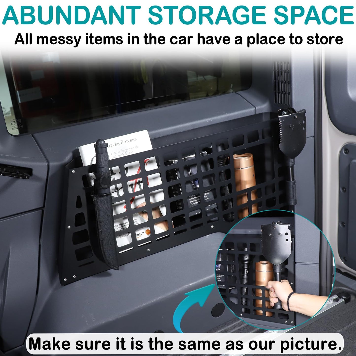 Hudiriy Car Trunk Storage Panel Compatible with Ineos Grenadier 2020-2026 Retrofit of The Storage Bracket on The Side of The Trunk，Trunk Side Fence Storage Tray Bracket Accessories (Right)