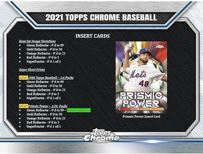 Topps 2021 Chrome Baseball Card Pack - 25 Cards per Hanger Box