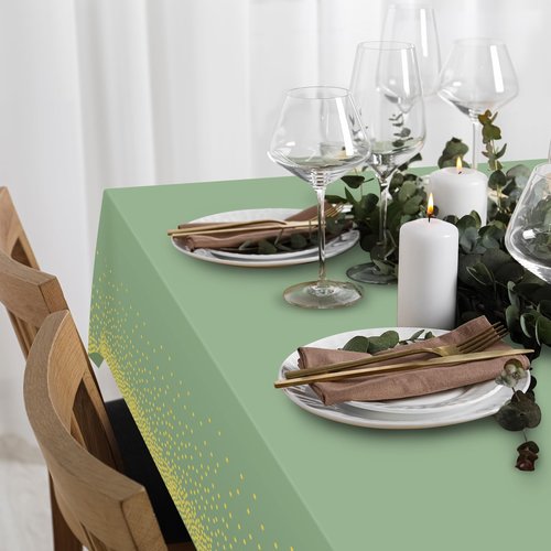 FunnyPars 3 Pack Sage Green and Gold Plastic Tablecloth, Green Disposable Table Cloth for Rectangle Tables, Gold Dot Light Green Tablecloth for Baby Shower Birthday Wedding Party Decorations, 54"x108"