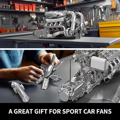 Mould King V8 Twin-Turbo Engine Model Kit That Runs Mini Engines Building Blocks Set for Adults with Battery and Motor Engineering Construction STEM Toy for Teens(2899 PCS)