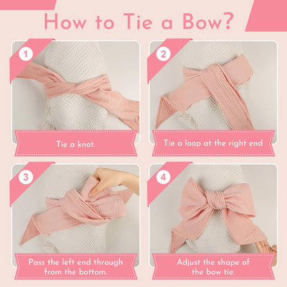 Man Fai Sky Newborn Swaddle Sash, Soft Cotton Bow Decorative Strap for Swaddles, Adorable Maternity Bow Sash, 70x5.5 Inch, Pink