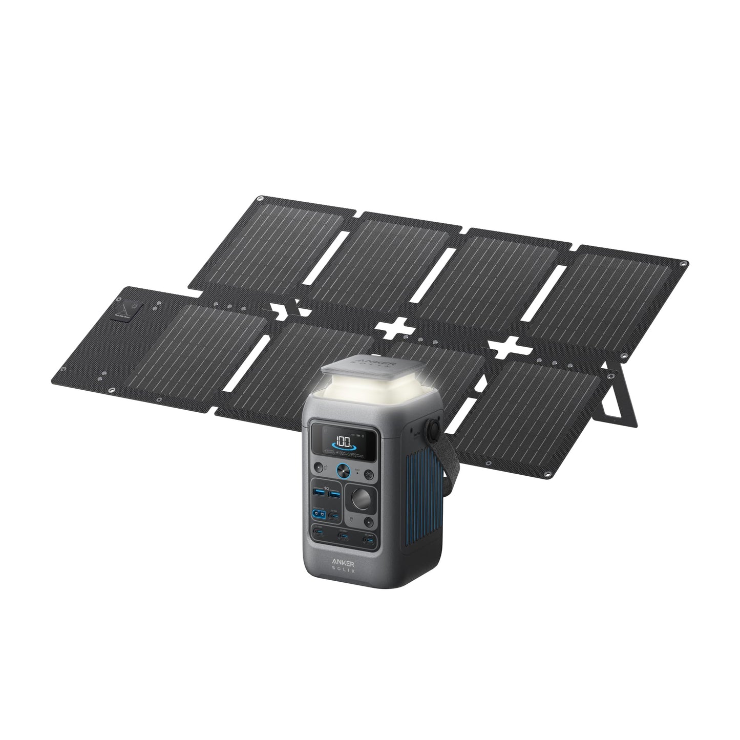 Anker SOLIX C300 DC Power Bank Station and 60W Solar Panel, 288Wh Portable Power Station, LiFePO4 Battery, 300W Solar Generator, for Outdoor, Camping, Traveling, and Emergencies