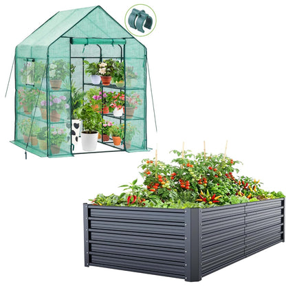 Ohuhu Greenhouse + Garden Bed 6x3x1.9ft