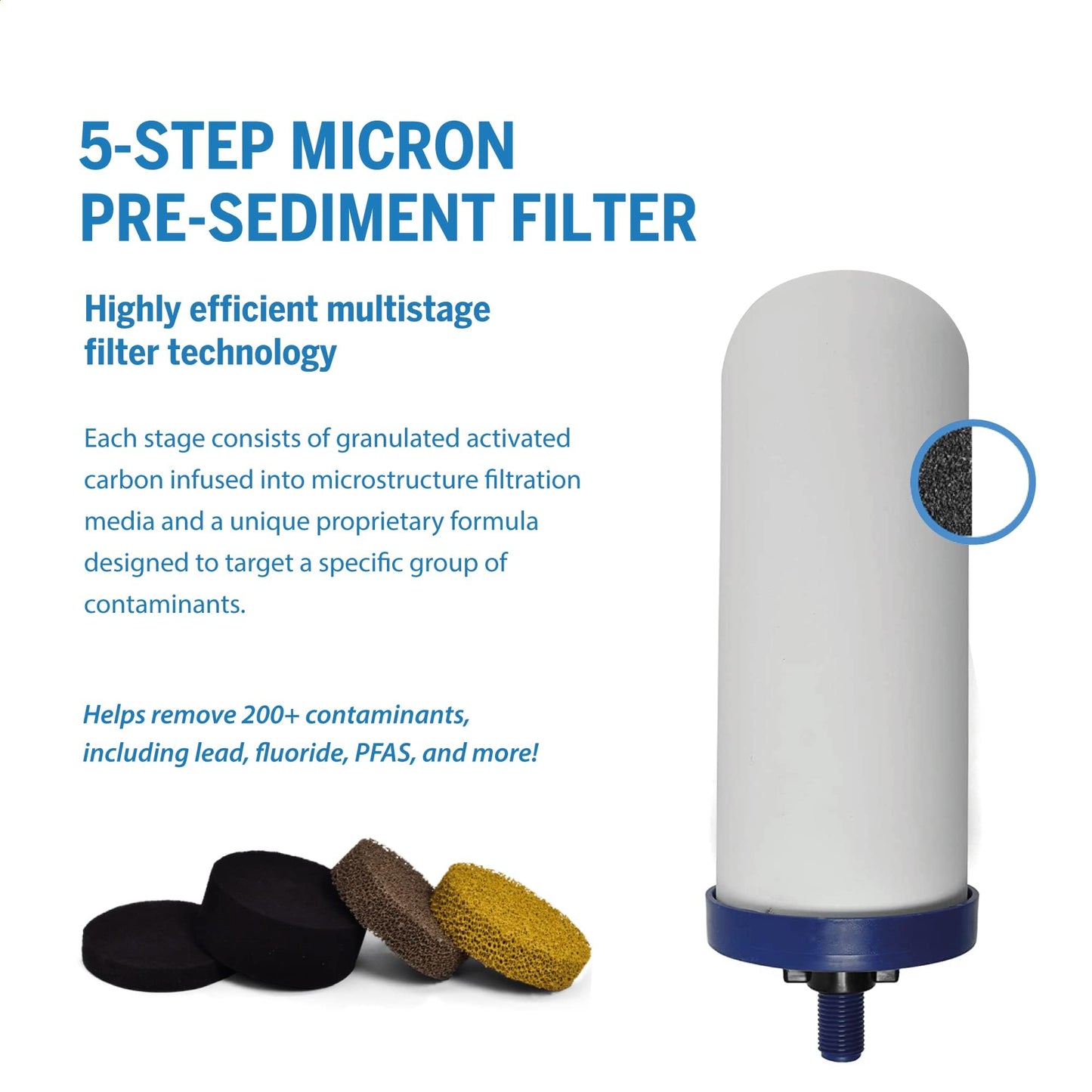 ProOne G-Series 7-Inch Gravity Filter Replacement 2-Pack - Universally Compatible with Gravity Water Filtration Systems - NSF/ANSI Certified to Reduce Lead, Microplastics, & Total PFAS (2-Pack)