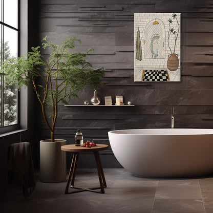 Funny Frog Bathroom Wall Art Print Poster Aesthetic Cute Frog Picture Bathroom Wall Decor 24X36 in Wrapped Framed