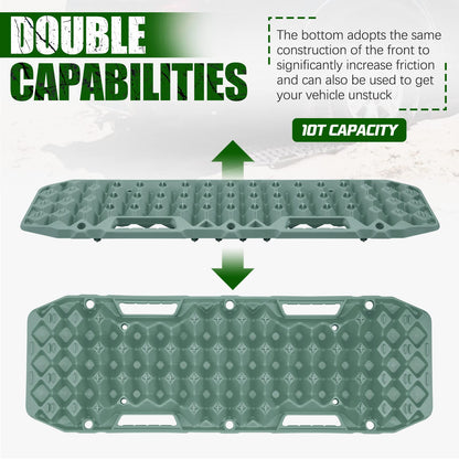 BUNKER INDUST Off-Road Traction Boards (Gen 10) Green + 1"×30ft Kinetic Recovery Rope with 2 Soft Shackles Kit