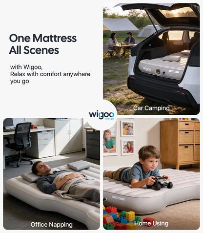 Wigoo 2026 Upgrade Air Mattress for Tesla Model Y [Click Self-Inflate, Home-Level Comfort] USB-C Charging Built-in Air Pump & Ergonomic Design with 2 Pillow, Camping for Tesla Model Y 2020-2026