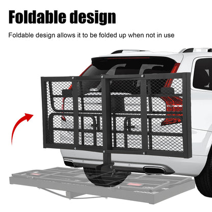 Trailer Hitch Cargo Rack, Folding Hitch Mount Cargo Carrier with High Side Rails, Cargo Carrier Fits 2" Receiver for RV Truck SUV Van, 500 lbs Weight Capacity, 60" L×24" W×14.9" H