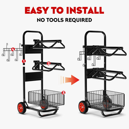 Rolling Saddle Rack Cart with Wheel, Horse Saddle Rack Dolly, Heavy Duty Horse Equipment Cart for Storage, Moving, Organizing, and Transporting Supplies