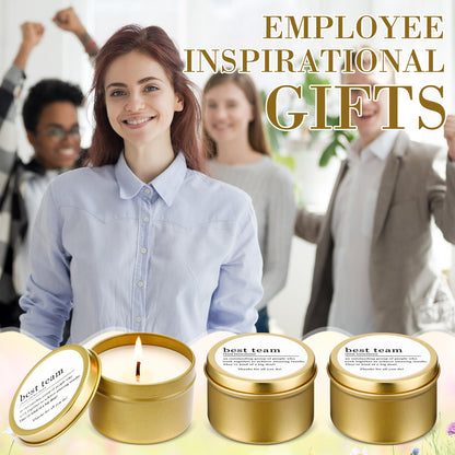 MTLEE 12 Pcs Best Team Gifts Candles Bulk 3 oz Thank You Soy Wax Jar Scented Candles Thank You Team Party Favor Employees Appreciation Gifts for Teacher Nurse Student Coworker(Gold)
