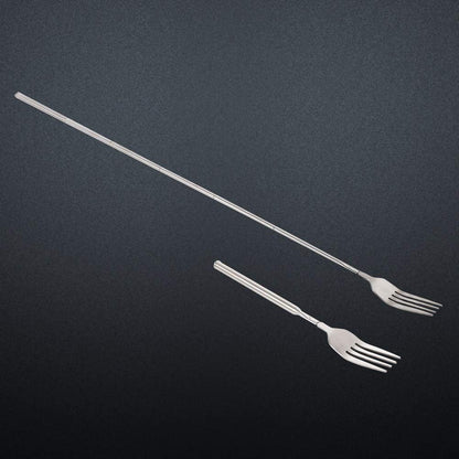 Telescopic Fork, 3PCS Stainless Steel Extendable Long Handle BBQ Dinner Fruit Dessert Fork, Sturdy and Durable 8.7-25.4inch