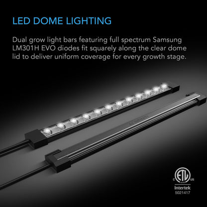 AC Infinity Heavy-Duty Large Humidity Dome 6x12 Germination Kit, Full Spectrum LED Grow Light Bars w/Samsung LM301H EVO LEDs, Heat Mat, 3 mm Thickest Dome, Trays, Extension Panels, for Seed Starting