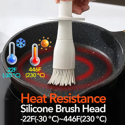 YARRAMATE Glass Oil Dispenser with Brush - 300ml Kitchen Bottle & Heat Resistant Silicone Basting Brush - Creamy White
