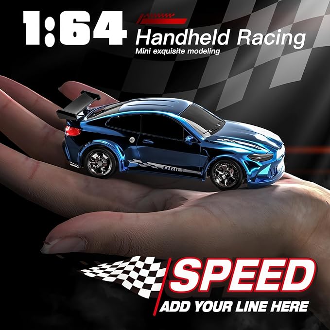 Desktop Mini Size 1:64 Scale 4WD RC Drift Car with Skill-Building Drift Control &amp LED Lights – Learn Drift Techniques Fast Charge Adjustable Throttle 2.4GHz Remote – Red