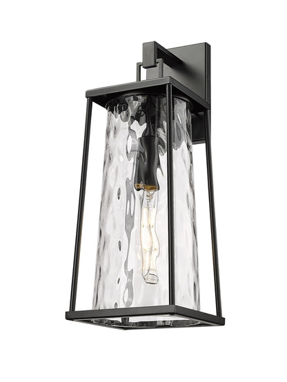 ML Lighting | Dutton Collection | 10611-PBK | 1 Light Outdoor Wall Sconce in Powder Coated Black with Textured Glass Shade | Perfect for Walkways, Porches, Backyards, Patios, and Driveways