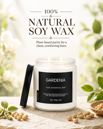 Gardenia Home Scented Candles, 13oz Organic Soy Wax, 76-Hour Clean Burning, Natural Candles Non Toxic, White Floral Scent for Relaxation, Aromatherapy Housewarming Candle for Men Women