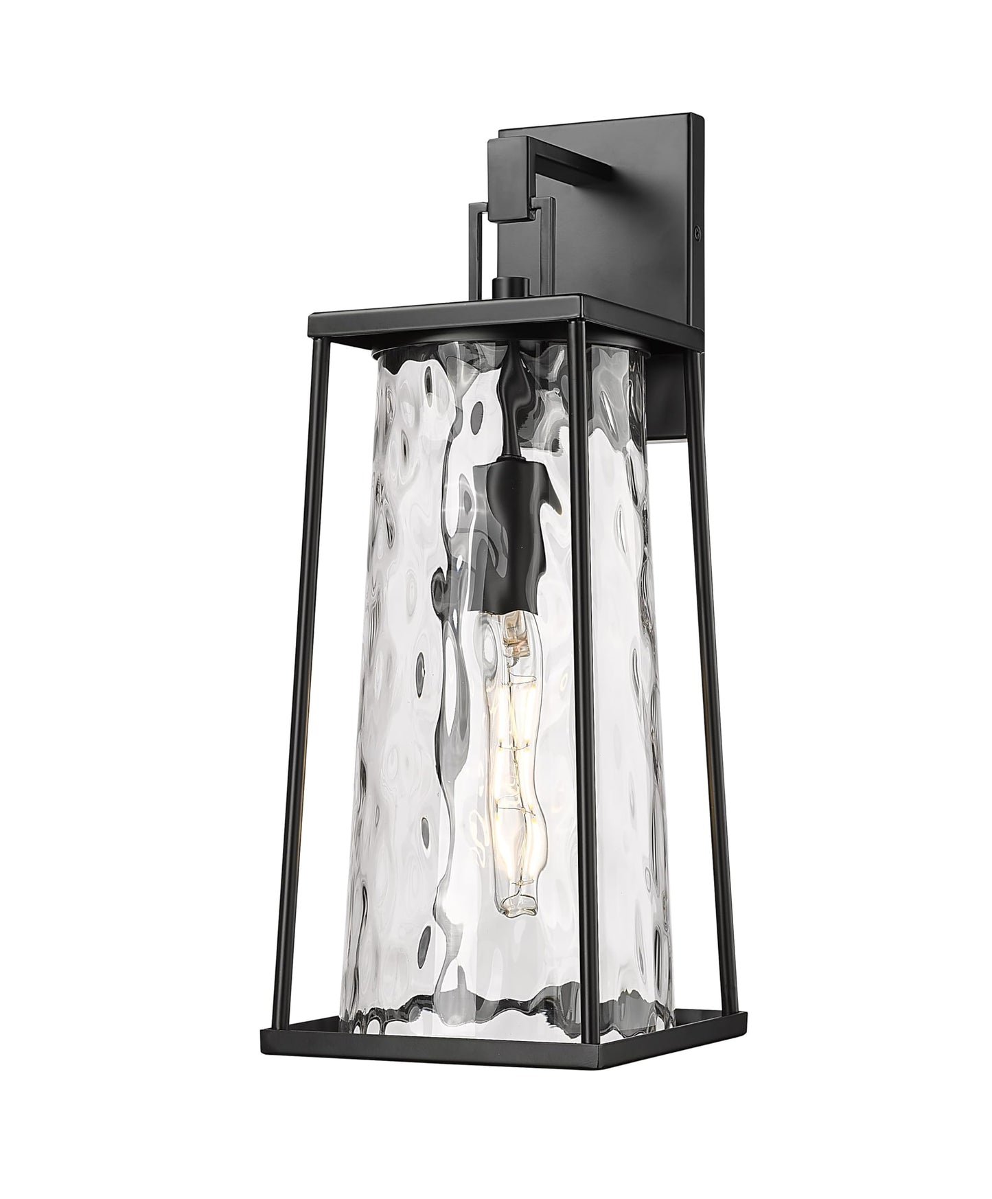 ML Lighting | Dutton Collection | 10611-PBK | 1 Light Outdoor Wall Sconce in Powder Coated Black with Textured Glass Shade | Perfect for Walkways, Porches, Backyards, Patios, and Driveways