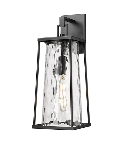 ML Lighting | Dutton Collection | 10611-PBK | 1 Light Outdoor Wall Sconce in Powder Coated Black with Textured Glass Shade | Perfect for Walkways, Porches, Backyards, Patios, and Driveways