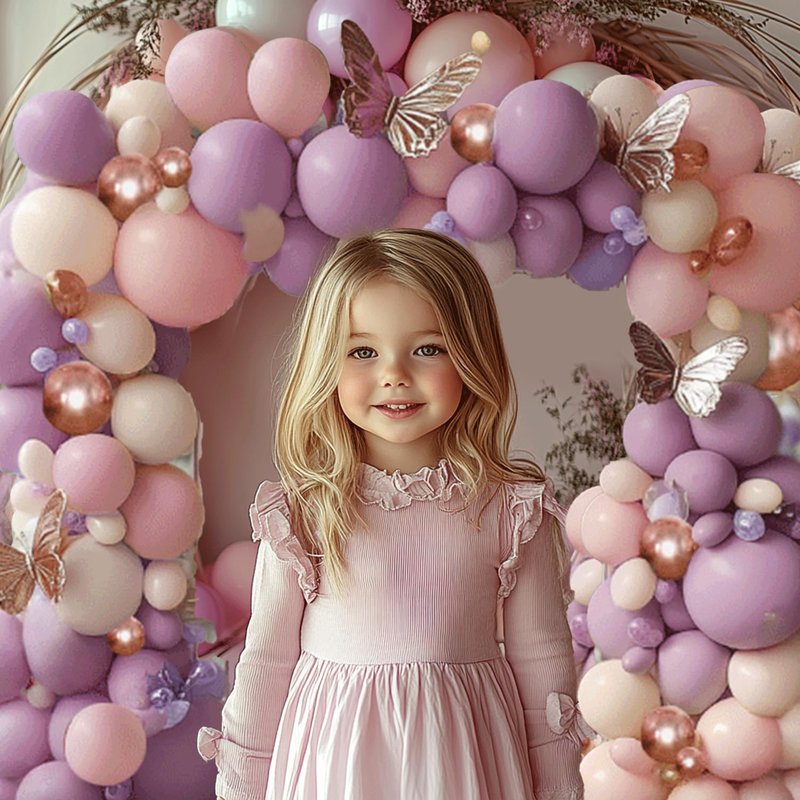 Pink and Purple Balloon Arch Kit, Butterfly Dusty Purple Pink Lavender Sand White Lilac Metallic Rose Gold Latex Balloons for Bridal Wedding Anniversary Engagement Birthday Party Decoration