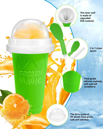 Skiennix Slushy Cup - DIY Magic Slushy Maker for Juices & Ice Cream | Portable Double-Layer Design (Green)