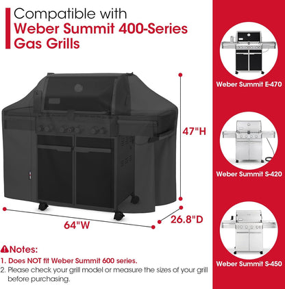 Unicook Grill Cover - Heavy Duty Waterproof BBQ Protector for Weber Summit 400 Series | 64 Inch All-Season Protection