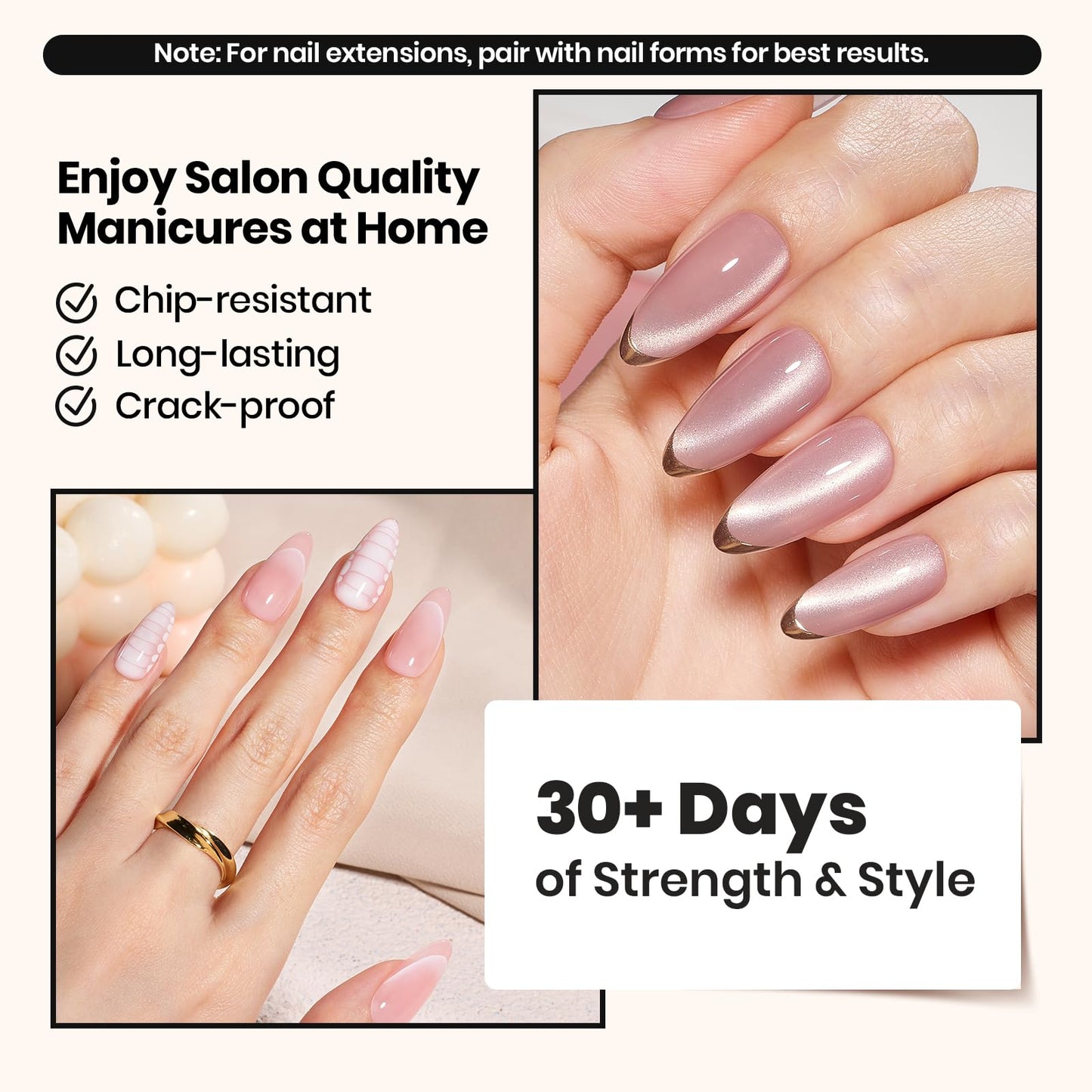Beetles Builder Gel Set,3 Pcs 8 in 1 Nail Strengthening Apex Building Extension for Beginner DIY Salon at Home,Clear Builder Nail for Nails with Base and Top Coat Gel,UV & LED Lamp Needed