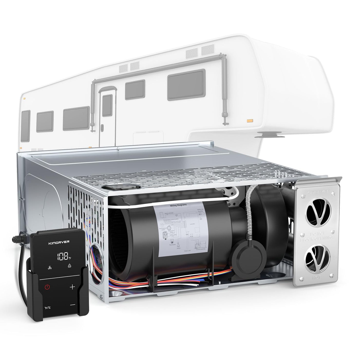 KINGRVER RV Furnace 35,000 BTU– High-Efficiency Camper Furnace with Thermostat for Camper, Motorhome & Travel Trailer