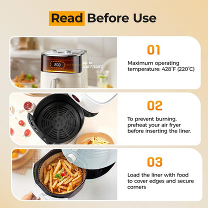 Air Fryer Liners for Ninja, 205 PCS Heavy-Duty Disposable Air Fryer Liners, 8" Round Airfryer Paper Liners for 5-8 QT Basket, Oil-Proof & Non-Stick Parchment Paper for Baking, Microwave, Oven, Pans